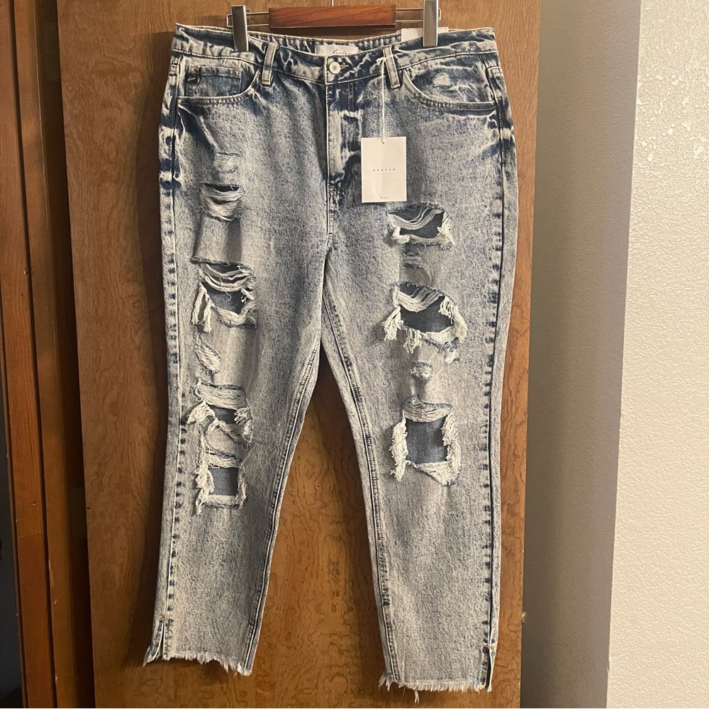 KanCan Collie High Rise Distressed Medium Wash Jeans Sz 15/31 - Picture 1 of 6